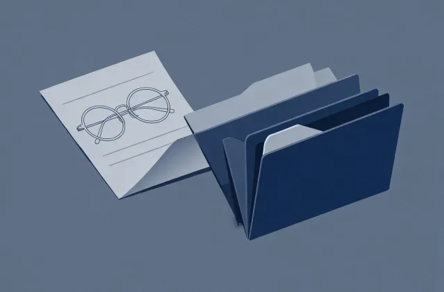 Illustration of a round frames specification brief handing off to quotation folders